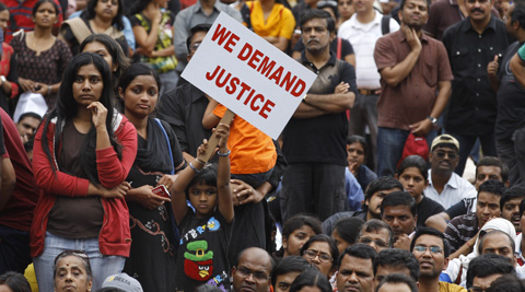 Public protests in Bangalore after the rape of a 6-year old in a private school.