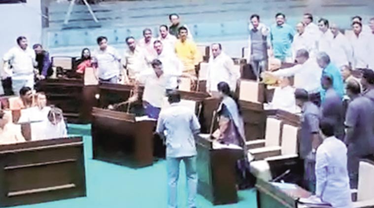 Three Congress MLAs suspended in Gujarat, ripped mike to attack