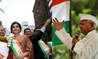 Anna Hazare,Vidya Balan lead biggest Independence Day parade in US