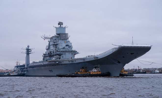 Indian Navy’s newest warship INS Vikramaditya begins long journey home ...