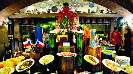 An antipasti spread; (below) Chicken Liver Pate