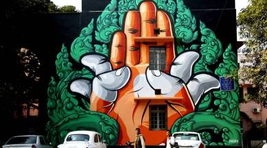 graffiti, muralists, murals, graffiti art, Lodhi Road, Delhi Street Art, gallery, paintings, Lodhi Road, Lodhi Road market, Indian express news