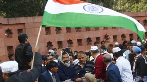 Delhi chief minister Arvind Kejriwal and his supporters launched a sit-in against the city police on Monday, creating traffic chaos and a standoff. (Reuters)