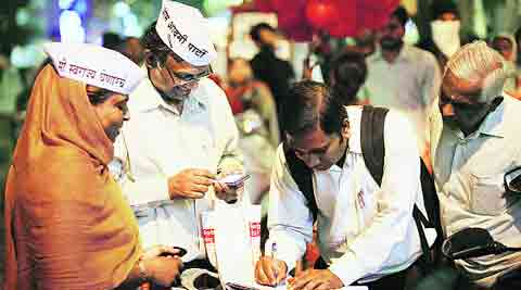The party held a membership drive on MG Road on New Year eve.