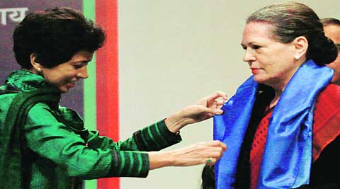 A visually-challenged boy from a hostel in Selja’s constituency Ambala, took a break from reciting his poetry to complain to UPA chairperson Sonia Gandhi seated in the audience about Haryana Chief Minister B S Hooda.