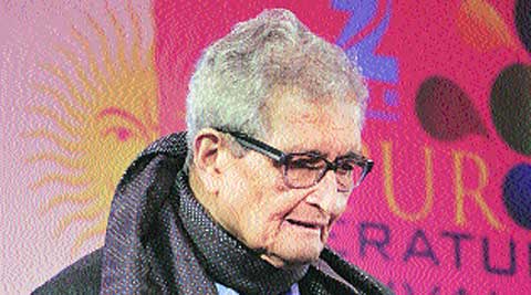 Amartya Sen giving the keynote address yesterday.