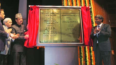 Ghulam Nabi Azad at the foundation stone laying ceremony on  Monday. (Purushottam Sharma)