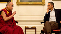 Obama played 'dumb' at his meeting with the Dalai Lama at the White House on Thursday. (AP)