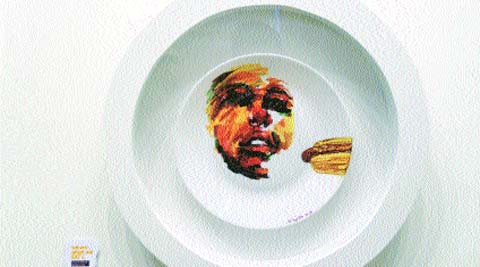 Ceramic pen on dinner plates.
