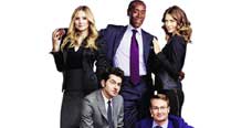 (Clockwise from left) Kristen Bell, Don Cheadle, Dawn Olivieri, Josh Lawson and Ben Schwartz in House of Lies