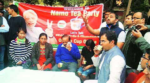 BJP leader Harsh Vardhan at one of the tea parties.