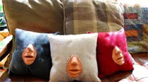 Emily King, 26, developed the pillow that comes with the lips of a cardiopulmonary resuscitation (CPR) dummy sewn into the centre.