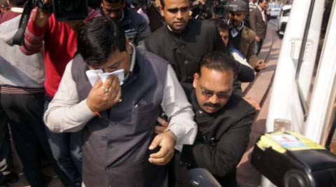 A Congress MP opposed to the new state sprayed pepper spray to disrupt proceedings.