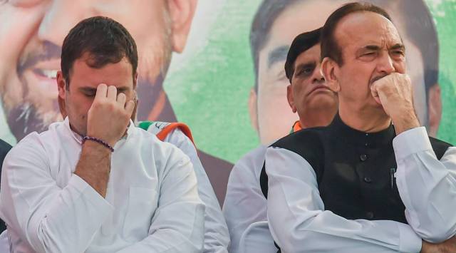 Ghulam Nabi Azad with Congress leader Rahul Gandhi (PTI File Photo)
