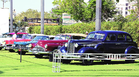 Vintage cars on display in Ahmedabad on Sunday.