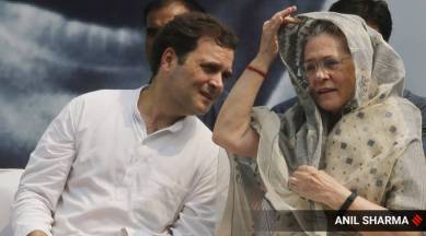 Congress President Sonia Gandhi and Rahul Gandhi. (Express Photo by Anil Sharma.)
