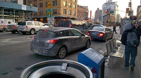 In this Jan. 31, 2014 photo taken using Google Glass, vehicles are stopped at a traffic light in New York. (AP Photo/Barbara Ortutay)