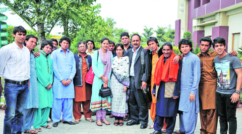 The Pakistani artistes at PCTE in Ludhiana on Thursday. Gurmeet Singh