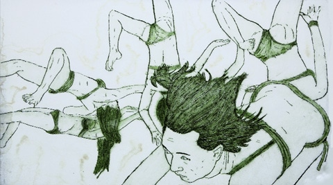 A work from the exhibition, “Jungle Me: Green Graffiti Art”.