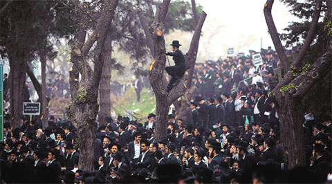 A protest by the ultra-orthodox against draft being extended to them.