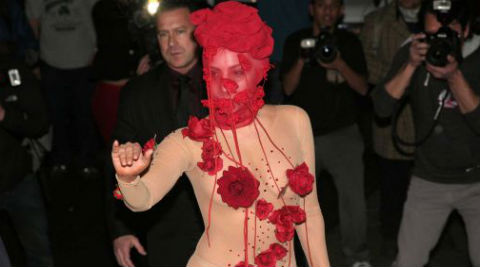 Lady Gaga wore a nude-coloured bodysuit. (AP Photo)