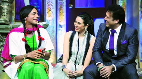 Sunil Grover as Chutki with Govinda and Karisma Kapoor in  Mad In India