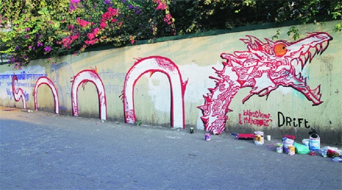 A mural in Bandra by Inkbrushnme and Drift