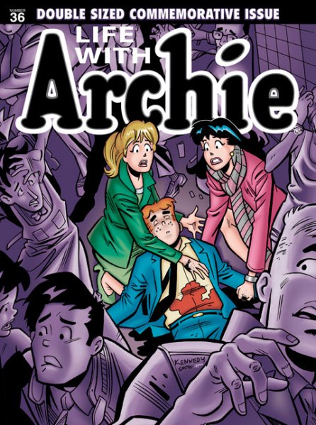 This photo released by Archie Comics shows "Life with Archie." Archie Comics says the famous comic book character will heroically sacrifice himself while saving the life of a friend in a July 2014 installment of "Life with Archie." The comic book series tells the story of grown-up renditions of Archie and his Riverdale pals. (AP) 
