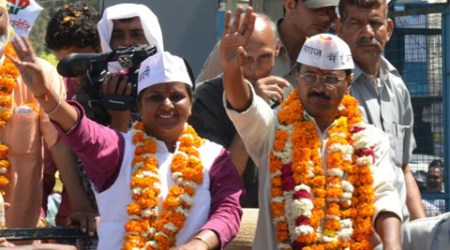 AAP chief Arvind Kejriwal held roadshows across the city in support of party candidates.