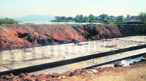 Thick mangrove vegetation is present in and around the site that CIDCO is constructing pipe outlet structures for holding pond no.2 in Dronagari node.