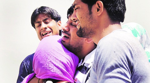 Relatives of 22-year-old Rahul, who was killed on Monday.
