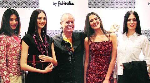 Alistair Blair with models wearing designs from Fabels.