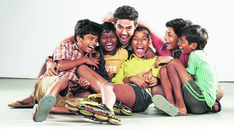Saleem plays a skating coach to a bunch of children in Hawaa Hawaai.
