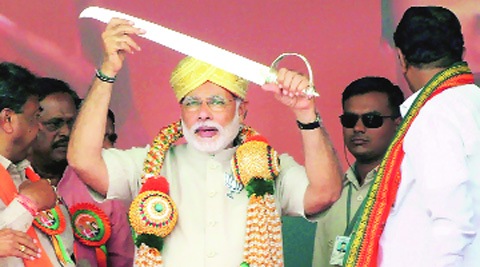 At the rally in Chikkaballapur near Bengaluru Sunday.	PTI