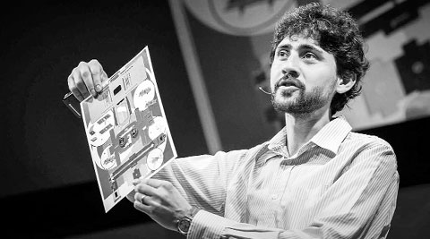 The Foldscope, a bookmark-sized layered cardstock with a micro-lens, can magnify up to 2,000 times.