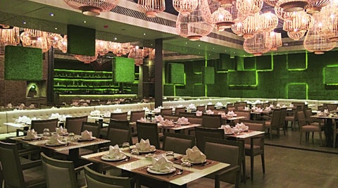 The interiors at O:h Cha have been influenced by the paddy fields of Thailand.