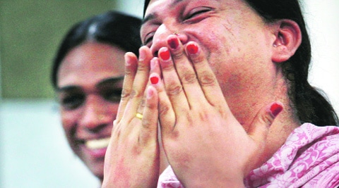 Transgenders in New Delhi celebrate after the apex court ruling on Tuesday.Renuka Puri