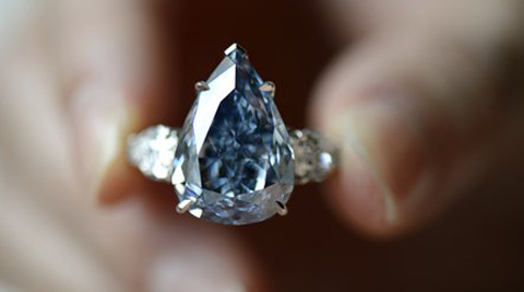 The largest flawless vivid blue diamond  in Geneva, Switzerland (AP Photo)