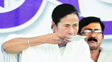 Mamata at an election rally in Berhampore, Murshidabad, on Friday. (PTI)