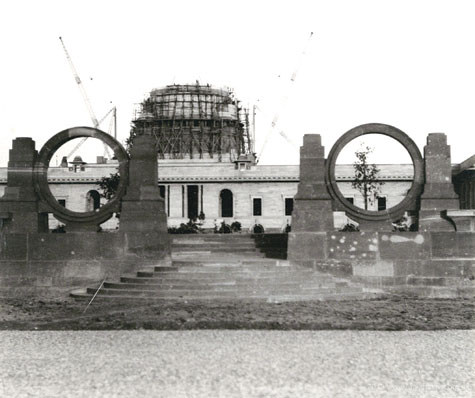 The Rashtrapati Bhavan at various stages of construction