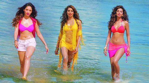 (From left) Tamannaah Bhatia, Bipasha Basu and Esha Gupta will be seen in colourful bikinis in a sequence in Humshakals. All the three worked hard  to get into shape