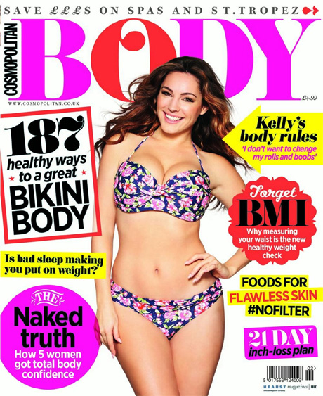 Kelly Brook strips to undergarment for magazine cover