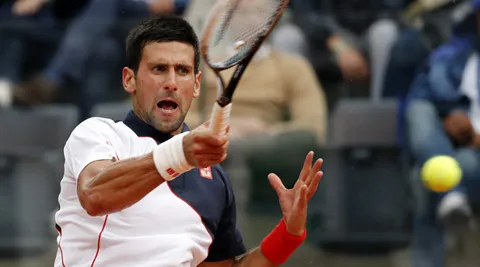 Novak Djokovic suffered a lapse after rain halted the second set of his match against David Ferrer but recovered to win 7-5 4-6 6-3. (Reuters)