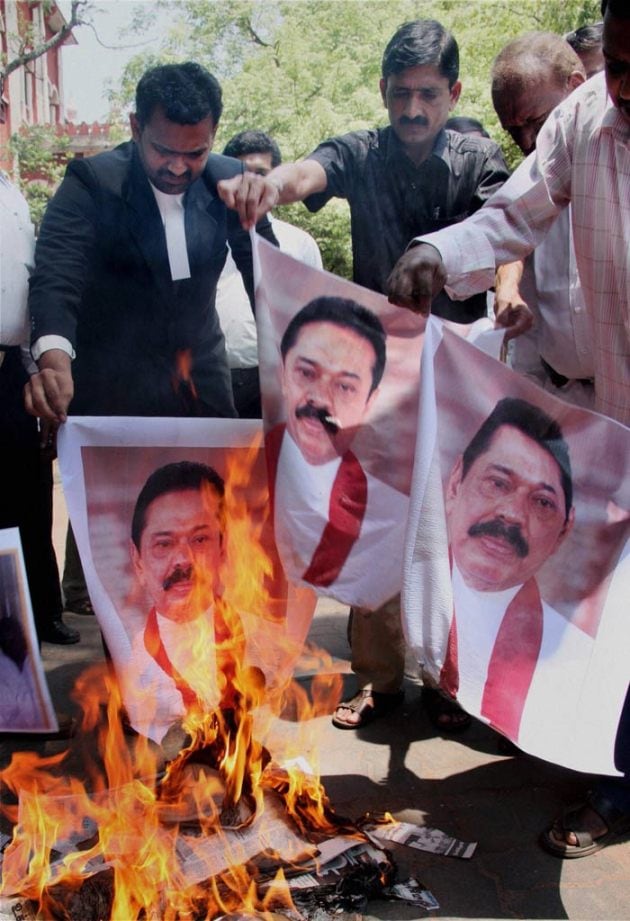 Vaiko holds protest against Sri Lankan President Mahinda Rajapaksa