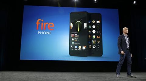 Amazon CEO Jeff Bezos introduces the new Amazon Fire Phone in Seattle. (Source: AP)