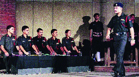 Bajrang Bali Singh (right) in a play by Asmita Theatre