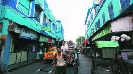 Freshly painted in Didi’s colours in Bhabanipur, her constituency in Kolkata. (Express Photo: Subham Dutta)