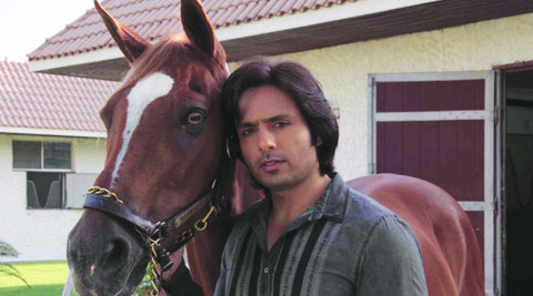 Iqbal Khan poses with the  four-legged beauty