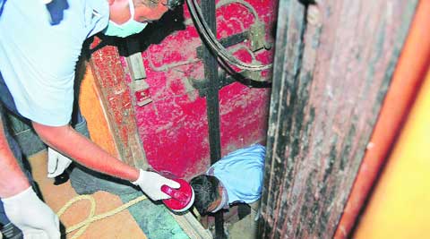 The lift where Shabbir was found dead.