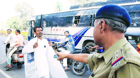Amrut Prajapati stages a protest against Asaram.